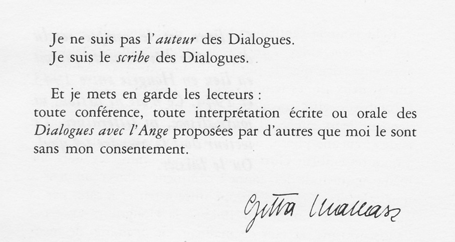 Exergue des Dialogues avec l'ange